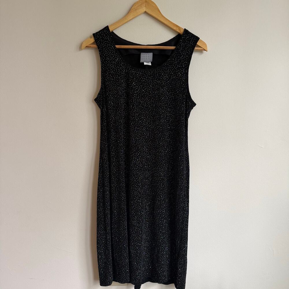 Vintage 90's Black LBD With Rainbow Holographic Glitter Sparkles Mini 10 Petite